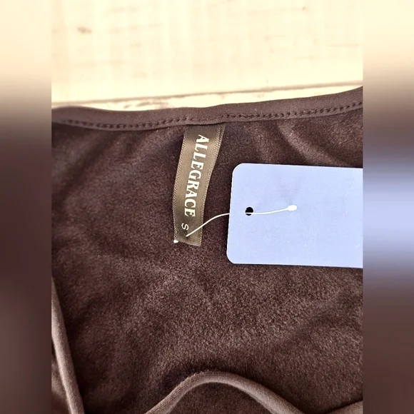 Allegrace Butter Soft Black Bodycon Midi Vneck Caged Strappy Fleece Lined Dress - Picture 5 of 6